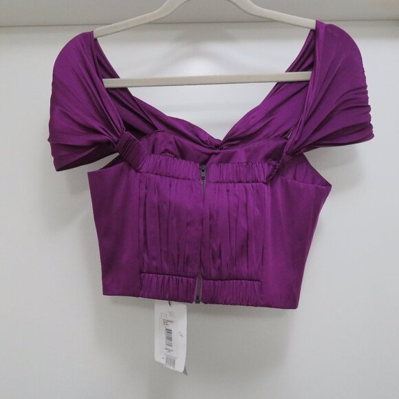 AMUR Winnie Off the Shoulder Purple 100% Silk Top - Size XXS NWT - Picture 8 of 14